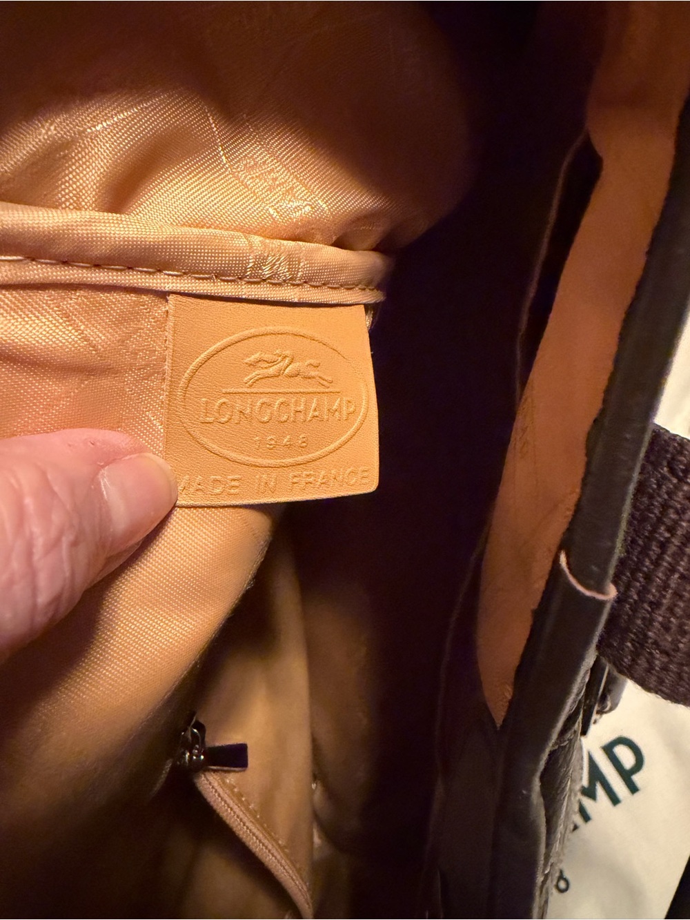 Authentic Longchamp Brown genuine Leather Tote, logo - Picture 9 of 14